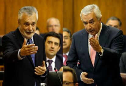 José Antonio Griñán, en el Parlamento esta mañana.