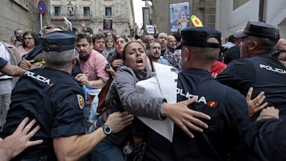 Protestas en Santiago contra la visita de Merkel, el pasado agosto