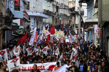 El Colectivo Unitario de Ecuador marcha este 25 de agosto en Quito. 