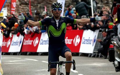 Valverde celebra su victoria en la quinta etapa.