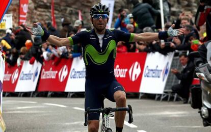 Valverde celebra su victoria en la quinta etapa. 