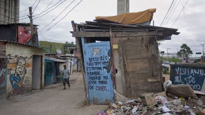 The entrance to a 'favela,' in one of the poorest districts of São Paulo.