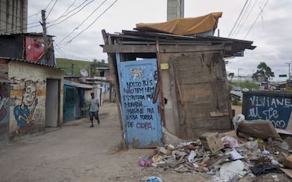 The entrance to a 'favela,' in one of the poorest districts of São Paulo.