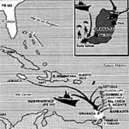 Fuerzas aeronavales de Estados Unidos y seis países caribeños invadieron ayer la estratégica isla de Granada, haciendose casi de inmediato con el control de sus aeropuertos
