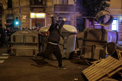 Street protests in Barcelona over the jailing of rapper Pablo Hasél.