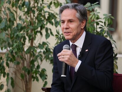 U.S. Secretary of State Antony Blinken visits the American University in Cairo, Egypt, Sunday, Jan. 29, 2023.