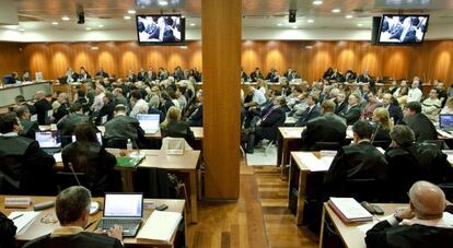 Aspecto de la sala del juicio del caso Malaya.