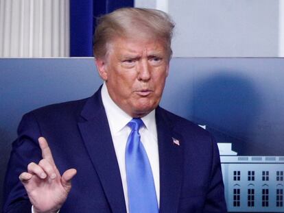 El presidente de Estados Unidos, Donald Trump, este miércoles durante una conferencia de prensa en la Casa Blanca en Washington.