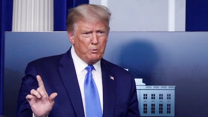 El presidente de Estados Unidos, Donald Trump, este miércoles durante una conferencia de prensa en la Casa Blanca en Washington.
