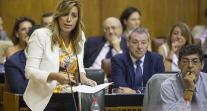 Susana Díaz, este jueves durante la sesión de control al Gobierno.