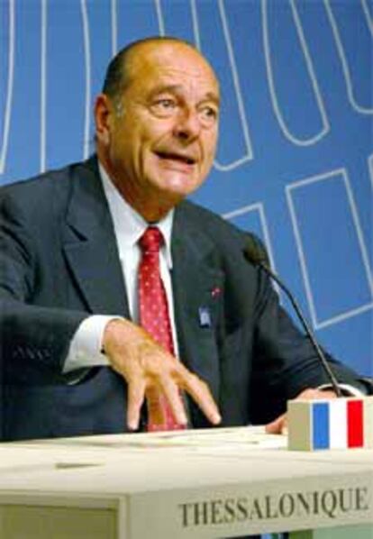 El presidente francés, Jacques Chirac, hoy en Salónica.