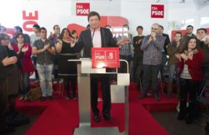 Javier Fernández, durante su intervención ayer en un en Avilés.