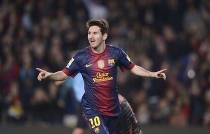 Messi celebra el primer gol del partido.