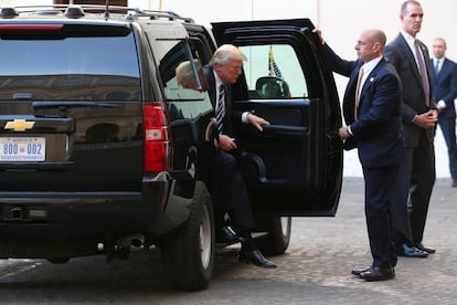 El presidente de los Estados Unidos, Donald Trump, a su llegada al Vaticano.