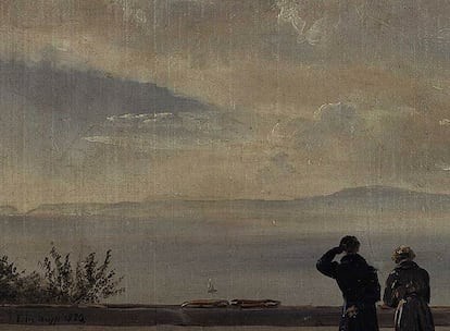 <i>Dos hombres en una terraza</i>, 1830.