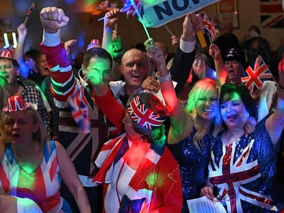 Fiesta de celebración del Brexit en Warrington, Inglaterra, el pasado 31 de enero.