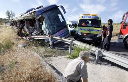 El autob&uacute;s, tras el accidente, el 8 de julio.