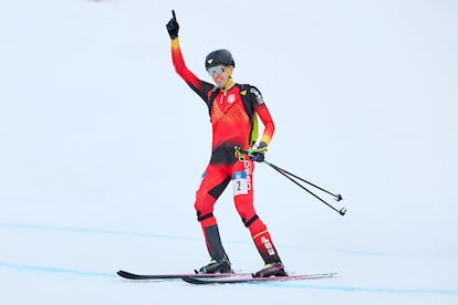 Oriol Cardona Coll celebra después de ganar el evento sprint de la Copa del Mundo de esquí de montaña el pasado 22 de febrero.