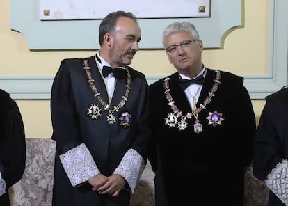 Manuel Marchena y Luis María Díez-Picazo, magistrados del Tribunal Supremo durante el acto de apertura del Año Judicial el pasado 10 de septiembre.