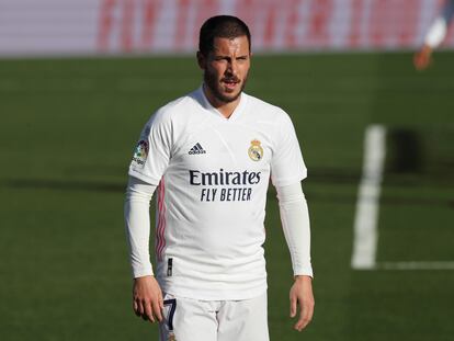 El jugador del Real Madrid Eden Hazard, durante el partido contra el Levante el pasado sábado en el Alfredo di Stéfano.