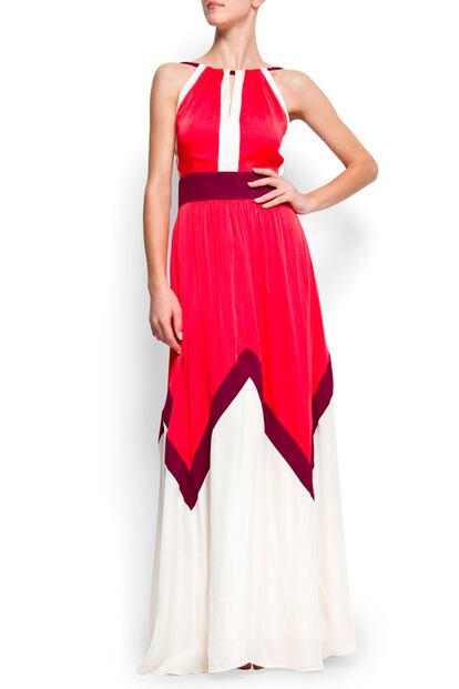 Vestido largo con cuello halter, de Mango (89,99 euros)