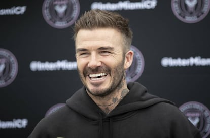 El futbolista David Beckham en una visita a Miami en febrero de 2020.