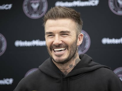 El futbolista David Beckham en una visita a Miami en febrero de 2020.