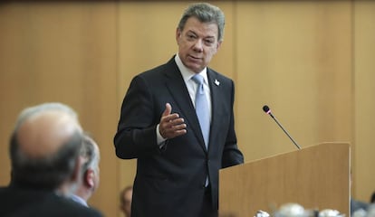 El presidente de Colombia, Juan Manuel Santos, este jueves en la sede de la FAO en Roma (Italia).