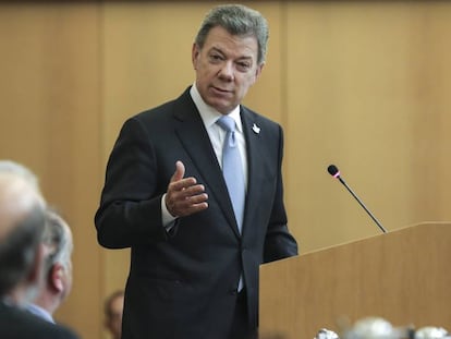 El presidente de Colombia, Juan Manuel Santos, este jueves en la sede de la FAO en Roma (Italia).