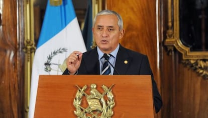 Otto Pérez Molina at a press conference on Thursday.