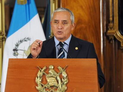 Otto Pérez Molina at a press conference on Thursday.