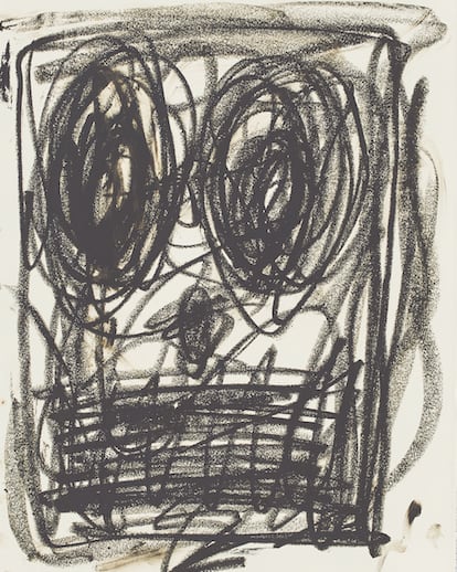 Rashid Johnson, Untitled Anxious Drawing, 2017, óleo sobre papel, 82,8 × 63,5 cm.