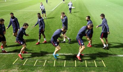 Los jugadores del Athletic Club durante un entrenamiento.