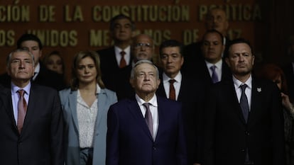 Andrés Manuel López Obrador en la ceremonia por el 106 Aniversario de la Promulgación de la Constitución Política de los Estados Unidos Mexicanos