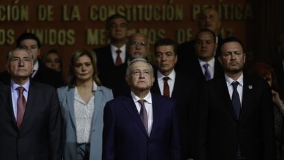 Andrés Manuel López Obrador en la ceremonia por el 106 Aniversario de la Promulgación de la Constitución Política de los Estados Unidos Mexicanos