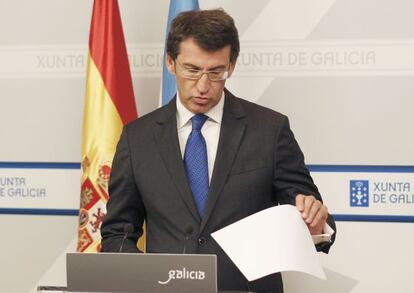 El presidente de la Xunta en la rueda de prensa tras la reuni&oacute;n del consello 