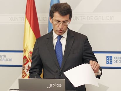 El presidente de la Xunta en la rueda de prensa tras la reunión del consello