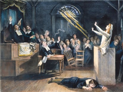 A witch trial at Salem, Massachusetts