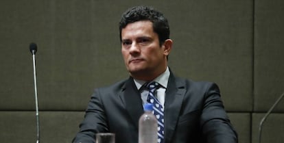 El juez federal brasile&ntilde;o Sergio Moro, que lidera en Brasil la causa conocida como &#039;Lava Jato&#039;, a principios de abril en Buenos Aires.