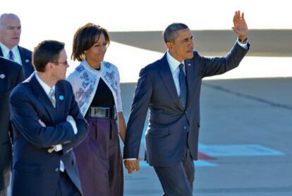 Barack Obama, a su llegada a Tucson.