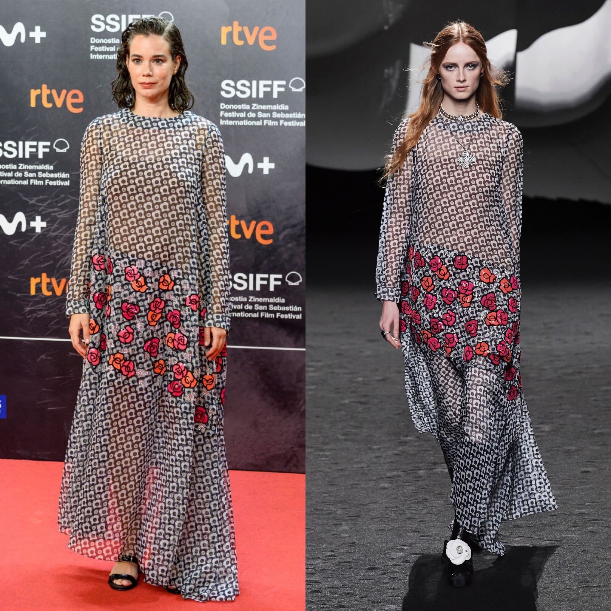 Laia Costa escogió un vestido de manga larga de la colección prêt-à-porter otoño-invierno 2023/24 de Chanel.