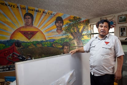 Daniel Pascual, dirigente maya quiché del Comité Unidad Campesina (CUC) en la sede de la organización el 3 de junio de 2024.