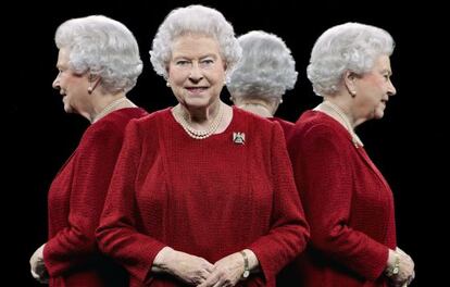 La reina Isabel II en su retrato desde cuatro ángulos.