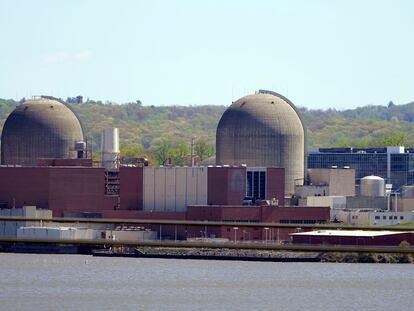 Indian Point Energy Center is seen on the Hudson River in Buchanan, N.Y., April 26, 2021.