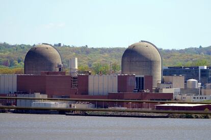 Indian Point Energy Center is seen on the Hudson River in Buchanan, N.Y., April 26, 2021.