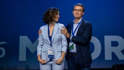 Ayuso y Feijóo, este sábado en la clausura del congreso del PP de Madrid.