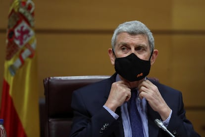 El Presidente de RTVE, José Manuel Pérez Tornero, durante su primera comparecencia en la Comisión Mixta de Control Parlamentario de la Corporación RTVE y sus Sociedades en el Senado.