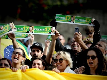 Seguidores del ultraderechista Jair Bolsonaro en Brasil.