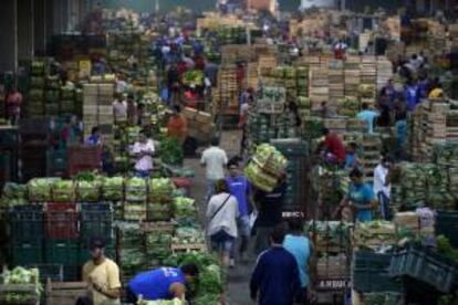 Vista general de un pabellón en el mercado de abastos Ceasa, el segundo mayor de América Latina, en Río de Janeiro (Brasil). EFE/Archivo