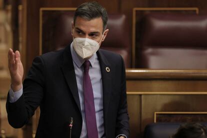 Pedro Sánchez, en su comparecencia el pasado miércoles en el Congreso de los Diputados. 